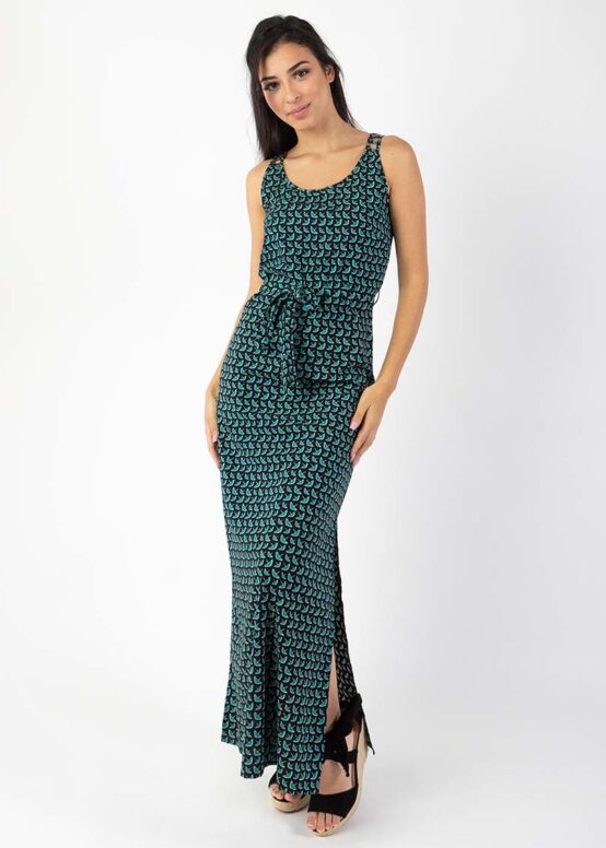 Robe Longue LAETITIA Imprimé Envolée bleu