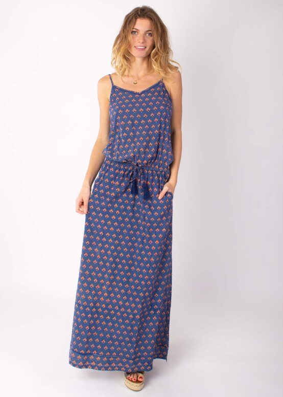 Robe Longue ALBA imprimé 22 Marine
