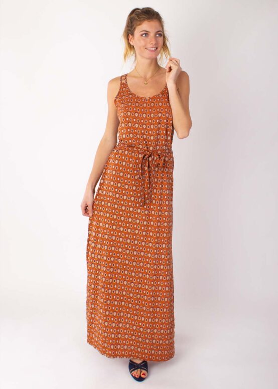 Robe Longue LAETITIA Imprimé 29 Camel