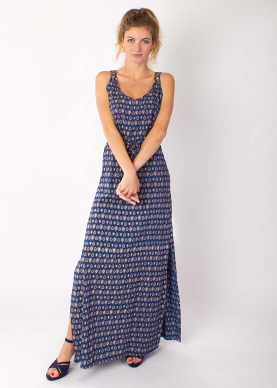Robe Longue LAETITIA Imprimé 29 Marine