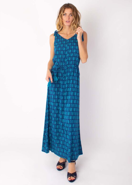 Robe longue LUDMILLA Imprimé 12 Bleu