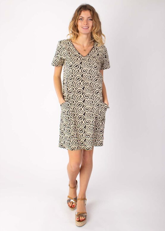 Robe CLAUDIA Imprimé Moko 25 Beige