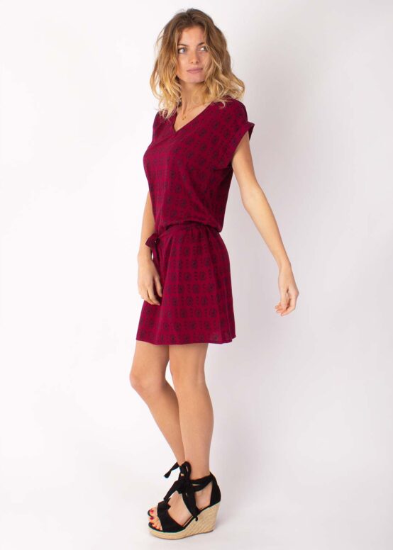Robe SALMA imprimé 12 Prune-0
