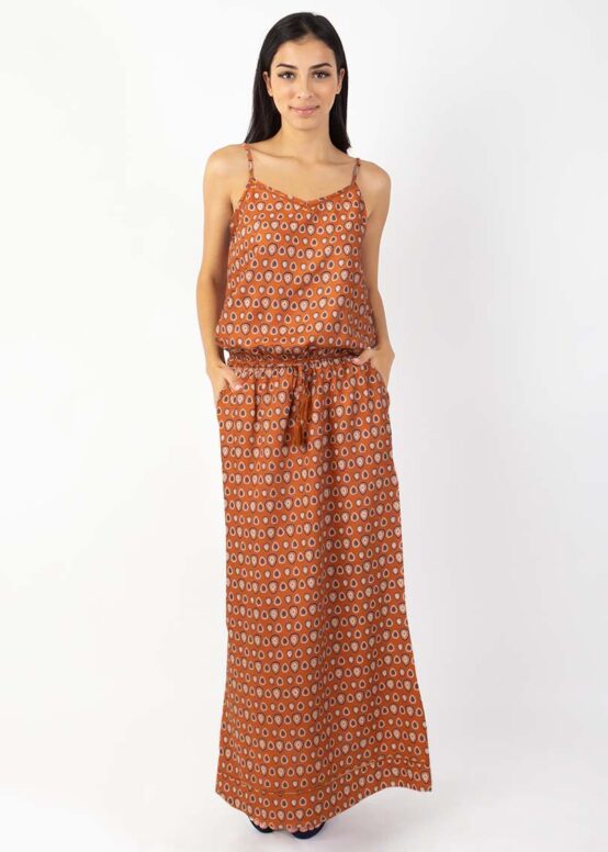 Robe Longue ALBA imprimé 29 Camel