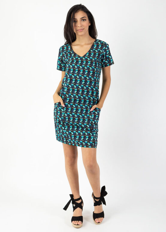 Robe CLAUDIA Imprimé Blue Bird 13 Bleu-0