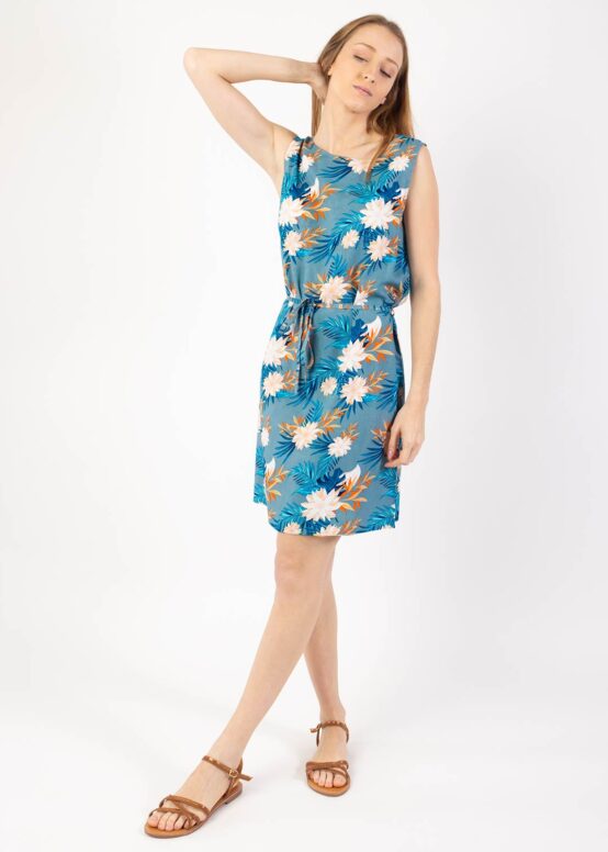 Robe Bianca Imprimé Exotique Gris-0