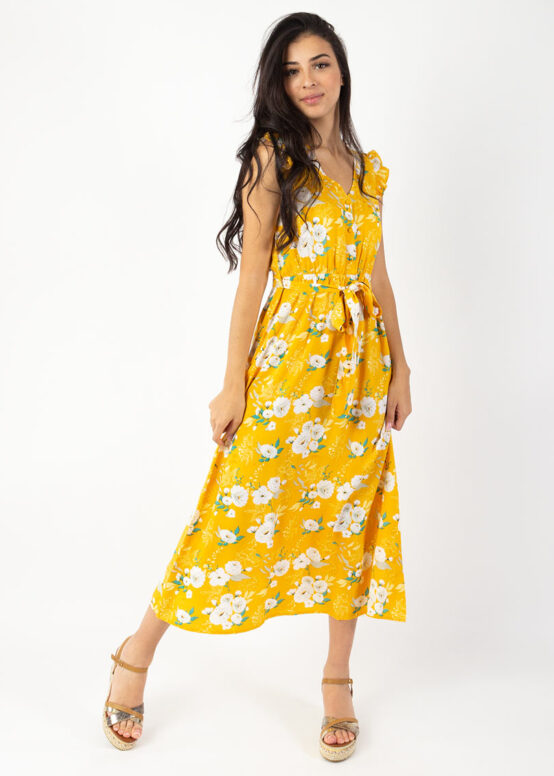 Robe Kayla Imprimé Bouquet Jaune-0