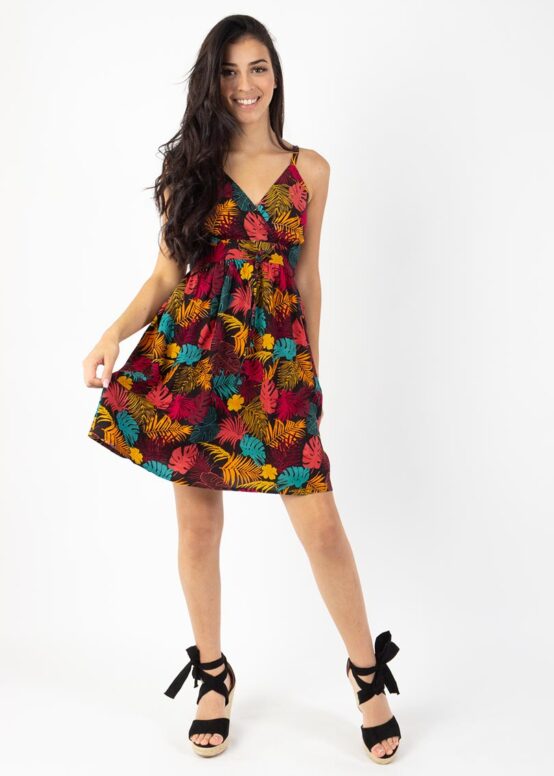 Robe Moréa Imprimé Palme Orange