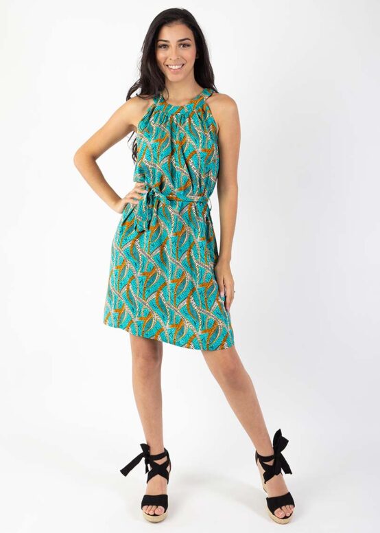 Robe Sara Imprimé Savane Bleu