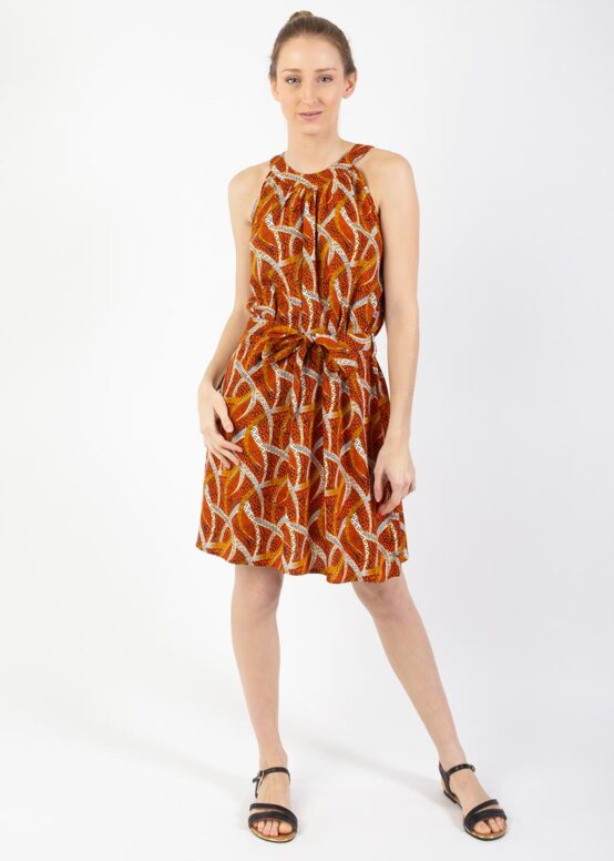 Robe Sara Imprimé Savane Orange-0