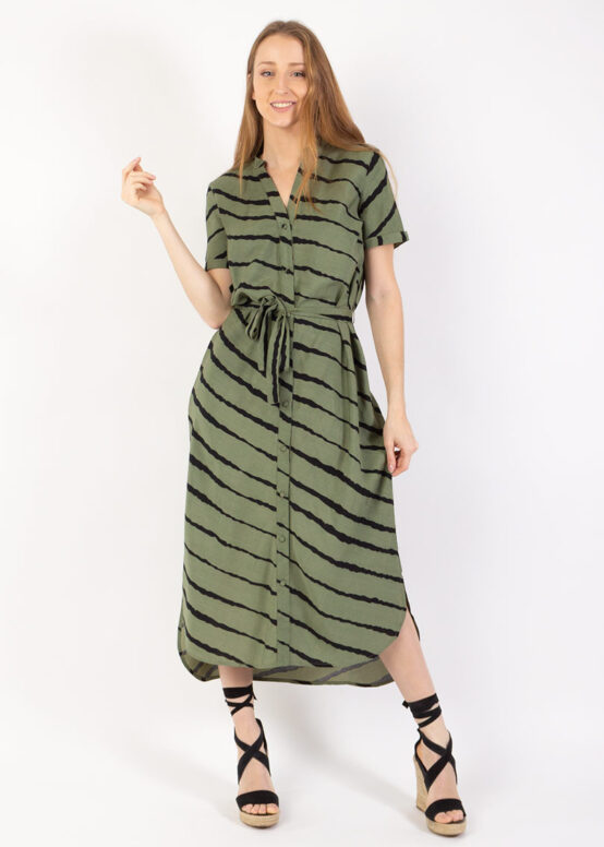 Robe Sheila Imprimé Tie & Dye Kaki