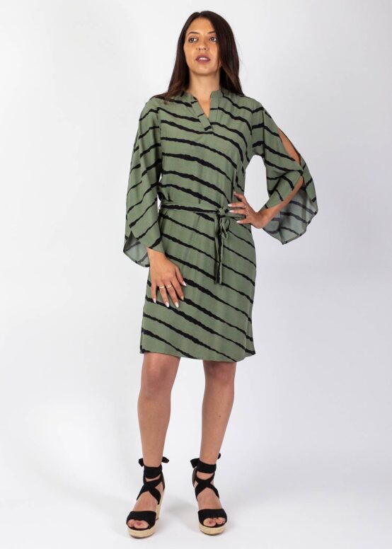 Robe PAULA Imprimé Tie & Dye Kaki